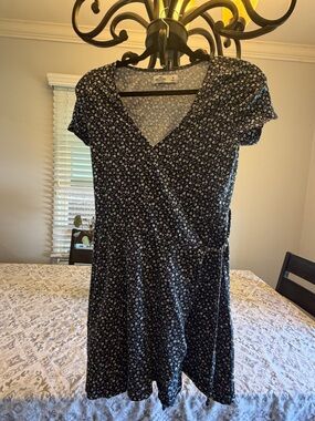 Hollister Black Mini Dress with White Floral Print